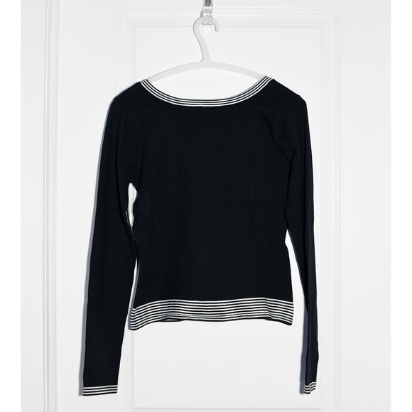 NWT H&M Vintage Y2K Sweater with Striped Knit Trim - Picture 3 of 3